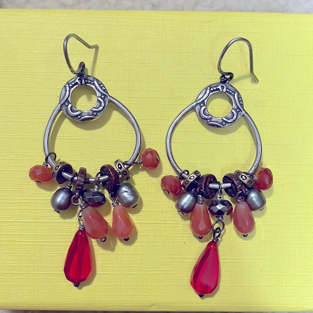 Silpada Radiant earrings with copper, brass, agate sterling silver on wires